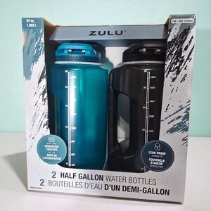 Zulu Half Gallon Water Bottles - Teal and Black